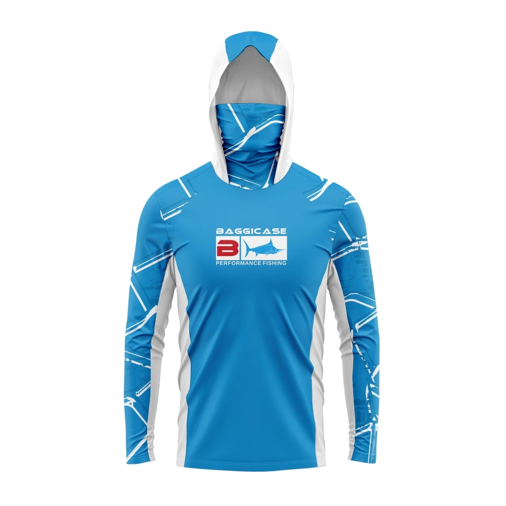 야외 스포츠 긴팔 후드 마스크 낚시 세트, 가벼운 자외선 차단 UPF + 50 BAGGICASE 낚시 세트, 2024 신제품