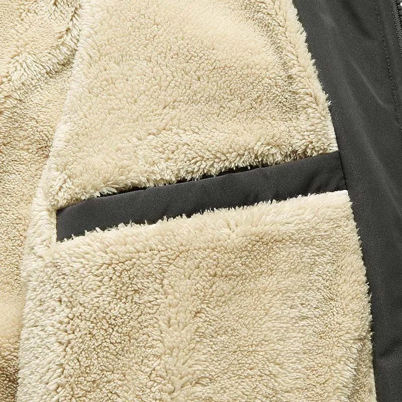 Autumn Winter Fashion Plus Velvet Thick Jacket Men Harajuku All Match Tops Casual Loose Male Clothes Cotton Pockets Outerwear