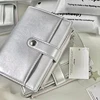 1Pcs Silver Small Notebook Soft Leather Girls Portable Card Holder Student Binder M5 Notepad Simple Ins Style Flipbook 5