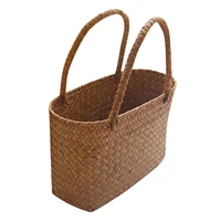 Seaweeds Woven Basket Bag Durable Laundry Basket Market Bag for Outing Picnic Clothes Storage 4