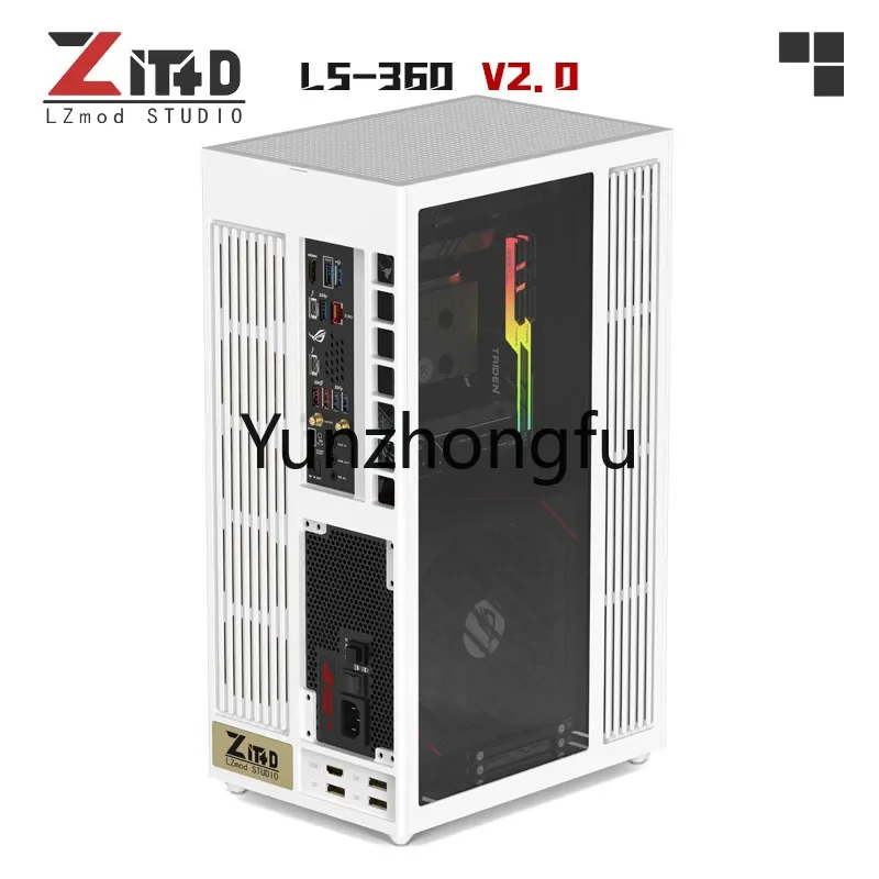 

In Stock Lzmod LS-360 V2 Water-Cooled Vertical ITX Chassis Single Display Support 40 Series Graphics Card ATX Power Supply