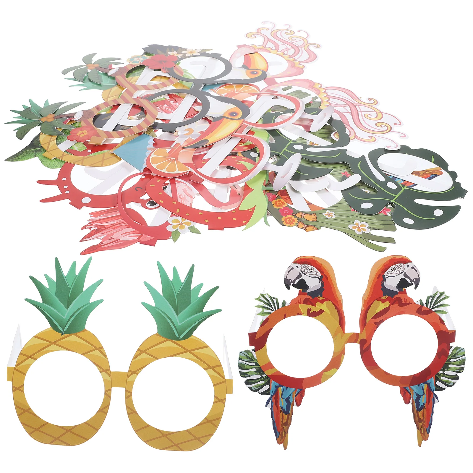 

12 Pcs Hawaiian Glasses Party Photo Prop Funny Sunglasses Frame Eyeglasses Paper Venue Setting Props Luau Tropical Fancy Dress