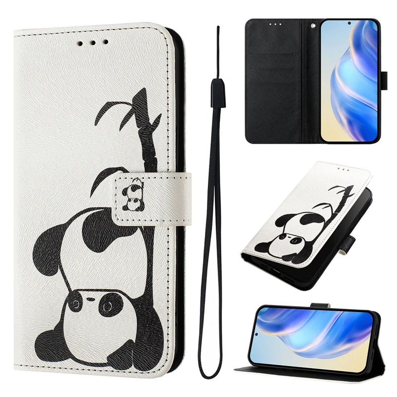 Painted Leather Wallet Phone Case - Stylish Protective Cover for Realme and Oppo Devices