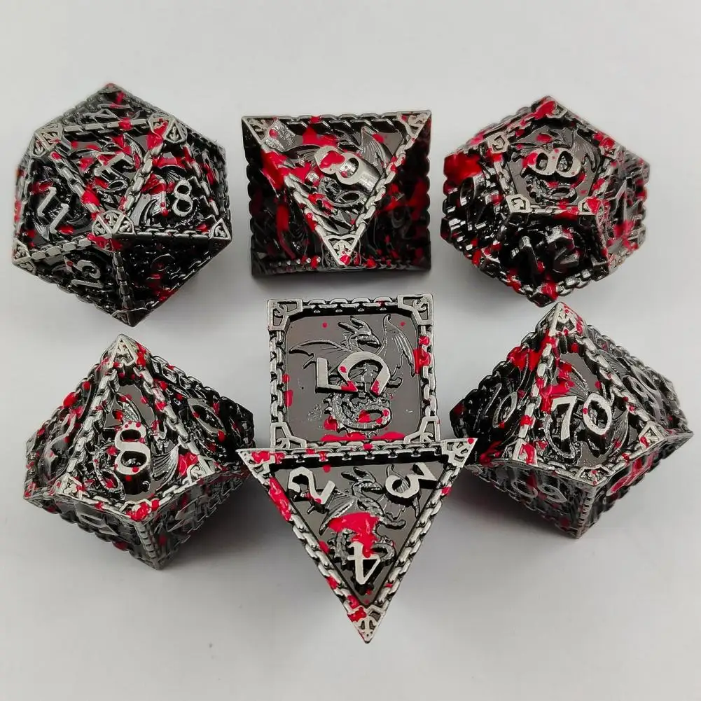 

7-piece Dice Set Polished Stainless Steel Polyhedral Dice Set for Role-playing Game Metal Dungeon Scale Decor Different Shapes