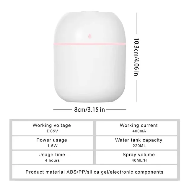Mini Portable Humidifier Adjustable High Humidity Output Colored Light Quiet Energy Saving Modern Design Humidifier Bedroom Car 6