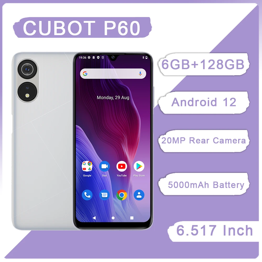 

Cubot P60 смартфон с 6-дюймовым дисплеем, восьмиядерным процессором, ОЗУ 6 ГБ, ПЗУ 128 ГБ, 20 МП, 517 мАч