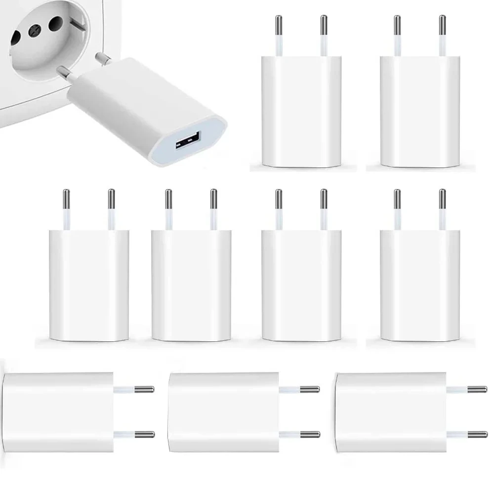 상자 포함 USB 벽 충전기 AC 전원 어댑터, A1400, A1385, 미국 EU 플러그, 5W, i7 8 XR XS 11 충전기용, AAAAA 품질, 28g, 10 개