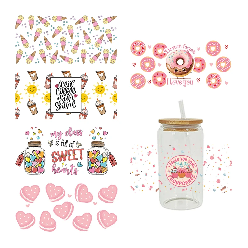 UV DTF Donuts, ice cream Transfer Happy Juice Printed Sticker For The 16oz Libbey Glasses Wraps Bottles D9701