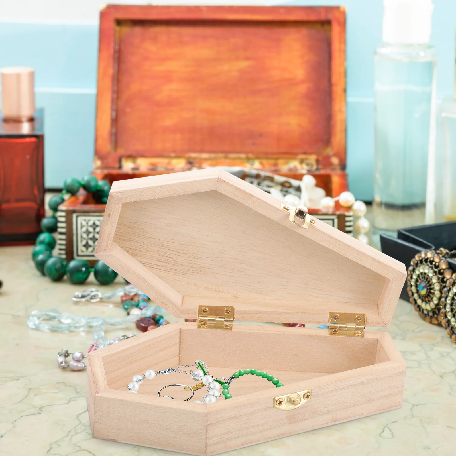 Coffin Shaped Jewelry Box Necklace ganizer Earring Holder Home Decor Halloween Container Small Coffin Box Delicate Jewelry