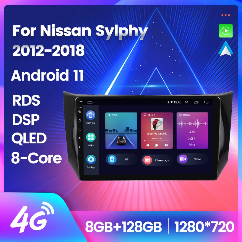 Podofo 9'' Autoradio Bluetooth Per Nissan MICRA MK4 K13 2010-2017 Carplay Android Auto Wireless Con Schermo,Android 13 Radio FM/RDS HiFi con Airplay Wifi GPS SWC+MIC+AHD Telecamera Posteriore/DVR