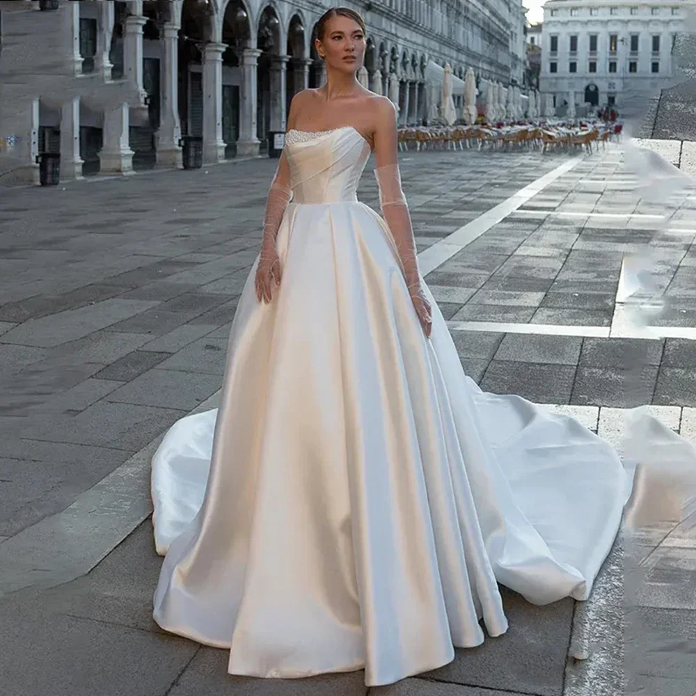 

Elegant Off The Shoulder Wedding Dresses Formal Party Women Marriage Bride Appliques Sweep Train Ball Mopping Gown Bridal Dress