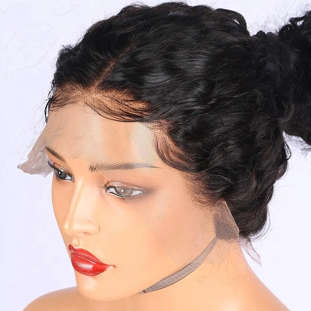 13X4 Kinky Curly Lace Wigs Synthetic Wig 180% Density Natural Black Soft Long Glueless High Temperature With Baby Hair For Women