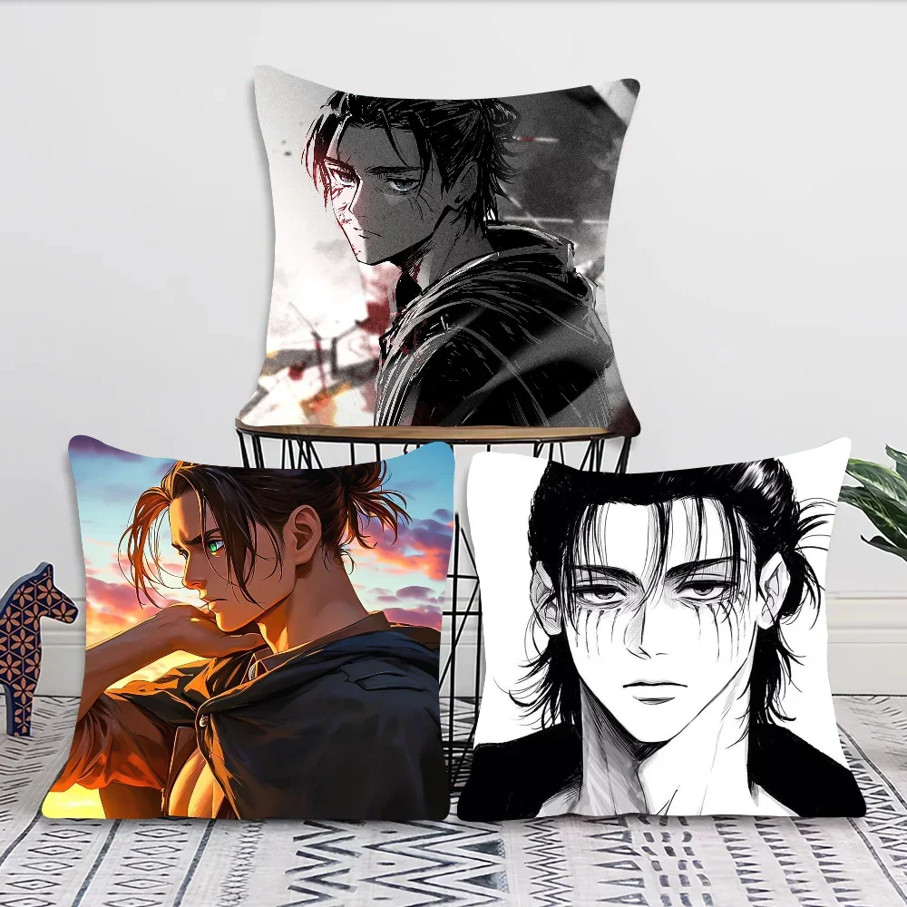 Attack On Titan Eren Yeager Anime Pillow Case Square Pillow Bedroom Sofa Leisure ComfortCushionLiving Room Home Decoration 40X40 2