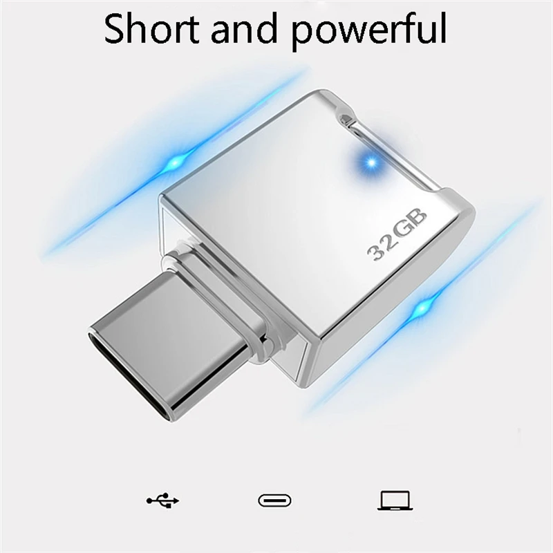 C 타입 OTG USB 3.0 플래시 드라이브, USB-C 펜 드라이브, 스마트폰 메모리, 미니 USB 스틱, 안드로이드 실버, 32GB