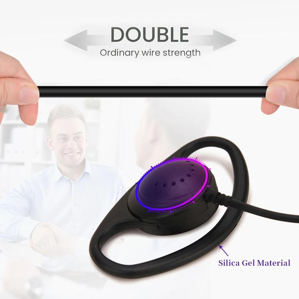 D Shape Soft Ear Hook Earpiece 3.5mm Clip Type Earphones Portable Stereophone Headphone for Laptop PC Android Apple Phone