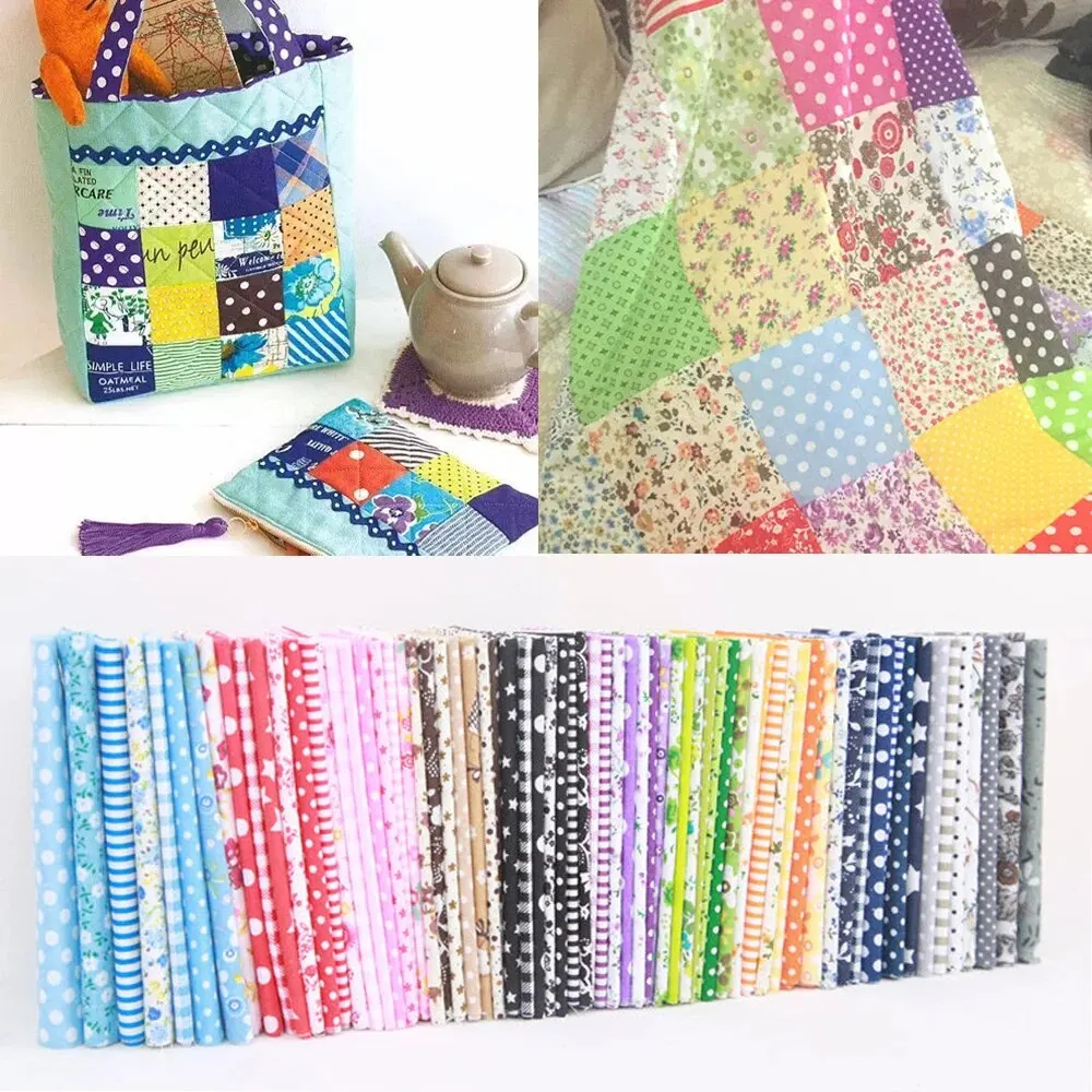 Description Picture 2 of item7Pcs Quilting Fabric Squares Sheets,25x25cm Cotton Craft Fabric Bundle Patchwork for DIY Sewing Scrapbooking Quilting Dot Patter