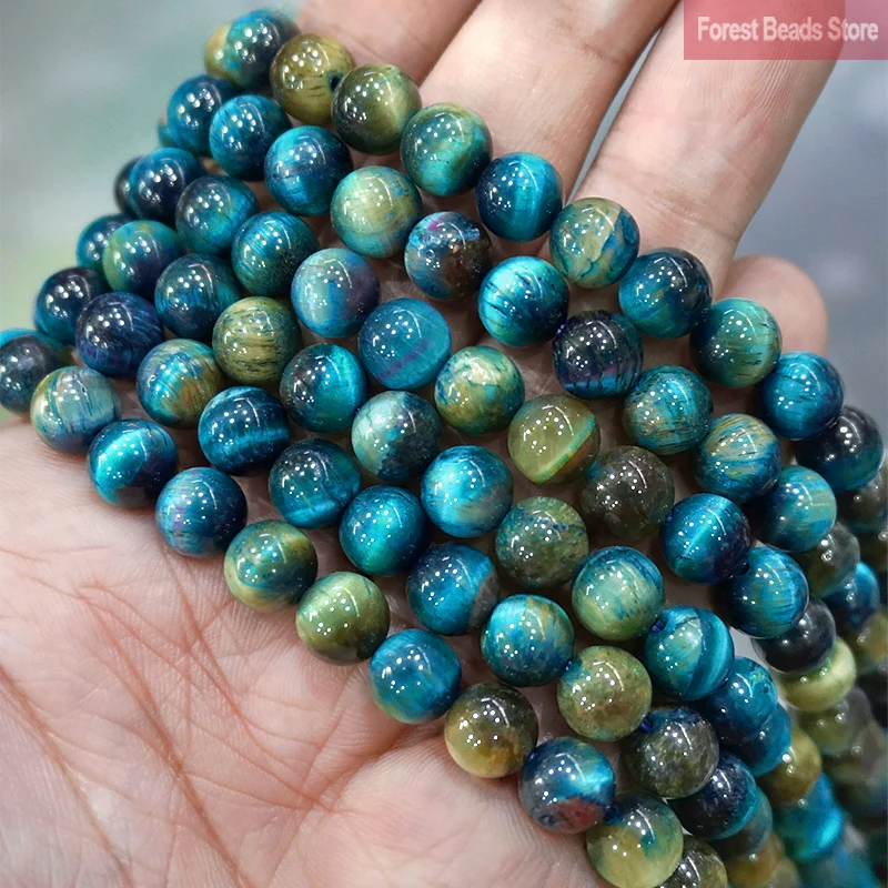 Natural Stone Beads Blue Tiger Eye Round Loose 4/6/8/10/12/14mm 15