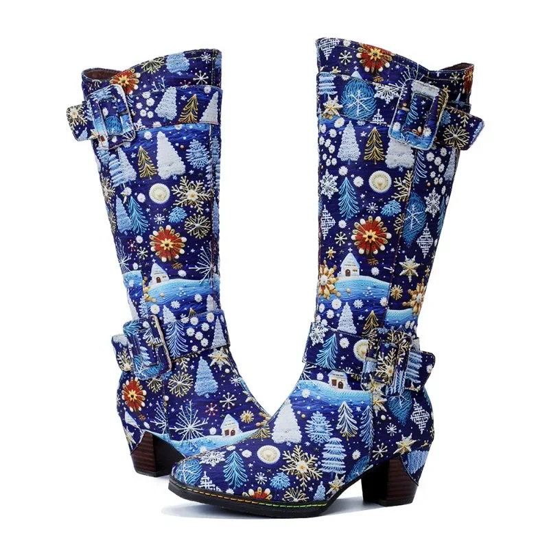 

Krasovki 6cm 2024 Denim Wedges Synthetic Leather Ankle Knee High Boots Big Size Platform Autumn Chunky Heels Spring Women Shoes
