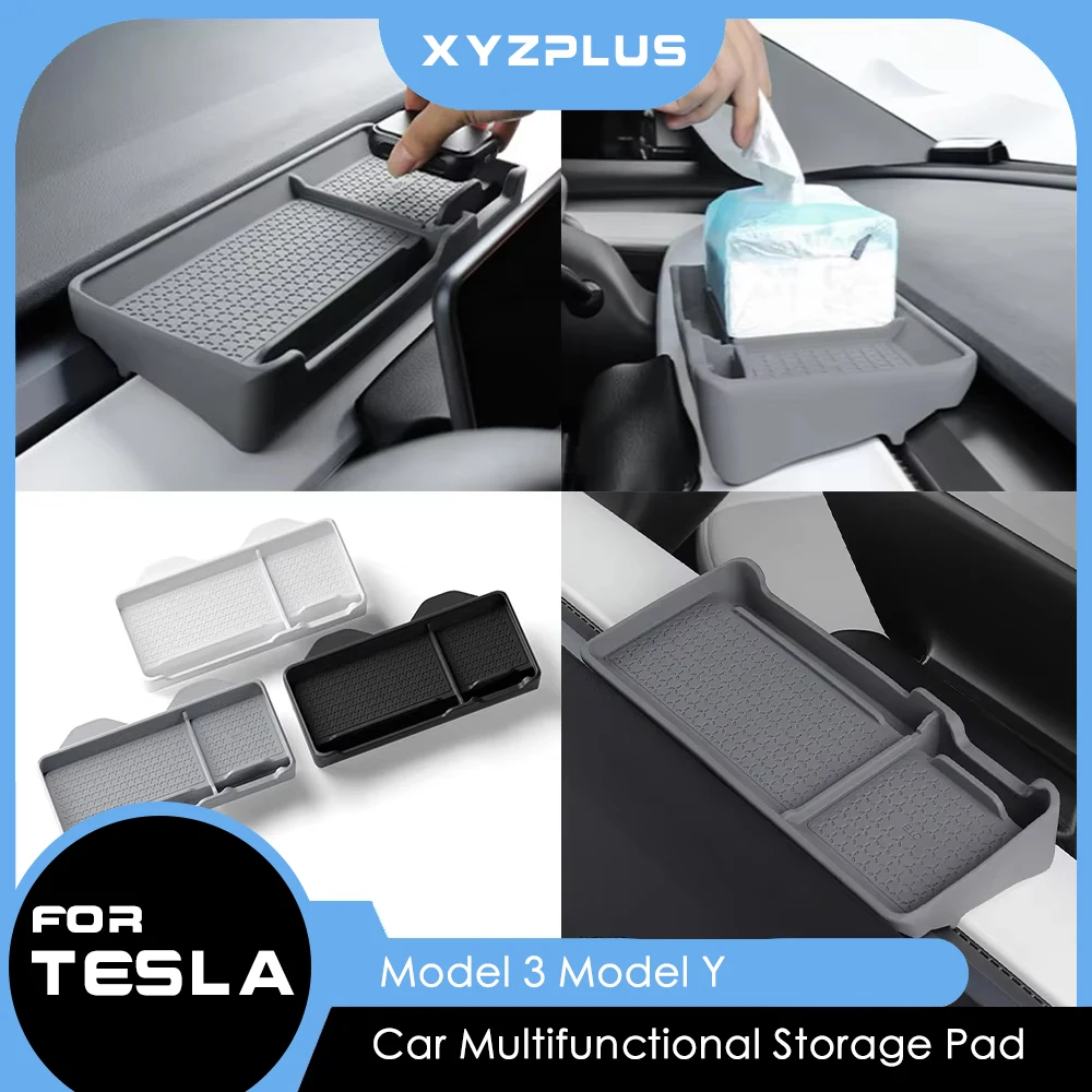 For Tesla Model 3 Y-Car Multifunctional Dashboard Anti-Slip Pad Interior Accessories Small Item Storage Mat