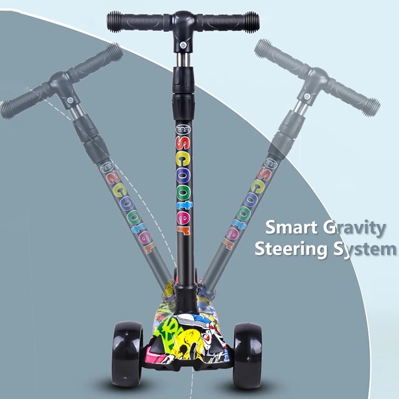 Children Scooter 3 Wheel Scooter with Flash Wheels Kick For 2-12 Year Kids Adjustable Height Foldable