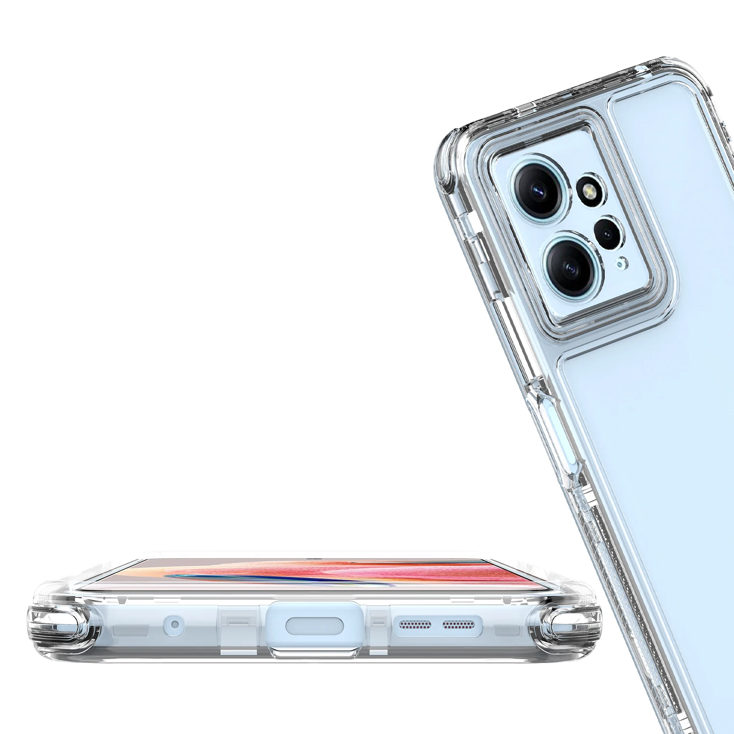 Rugged Armor Shockproof Phone Case with Transparent TPU Back Cover