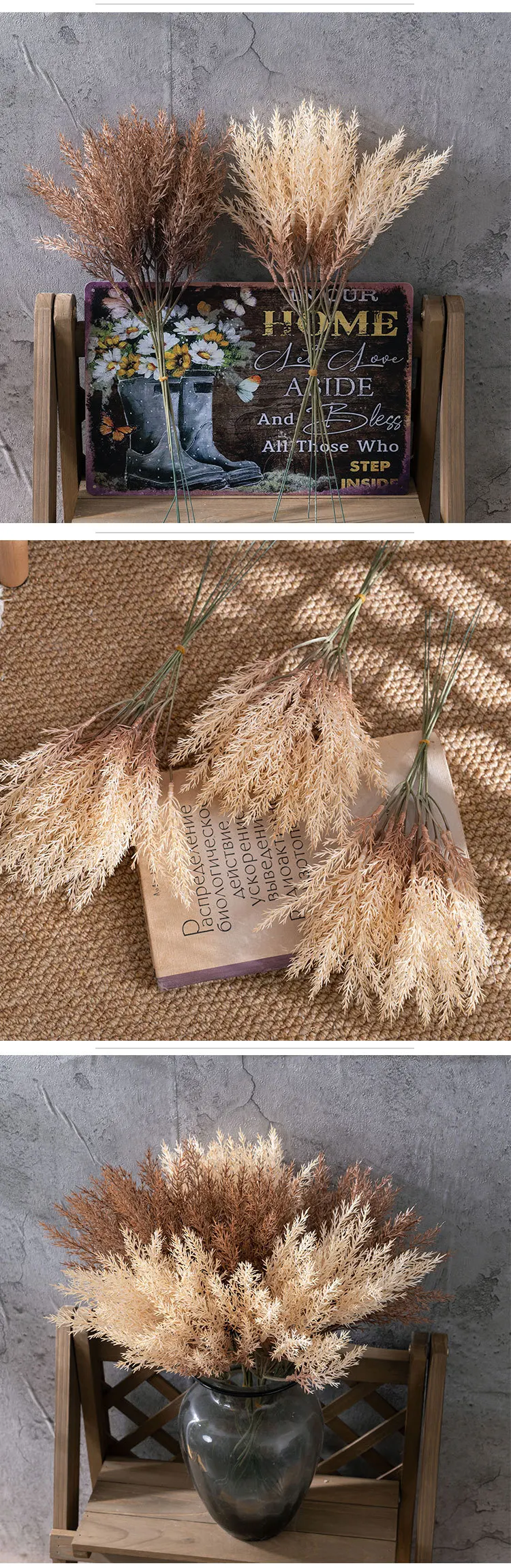 Kunststoff Weizen Gras Künstliche Pflanzen Blumenstrauß DIY Blumenarrangement Dekoration Scrapbooking Handwerk Zubehör Gefälschte Blumen – Detail 8