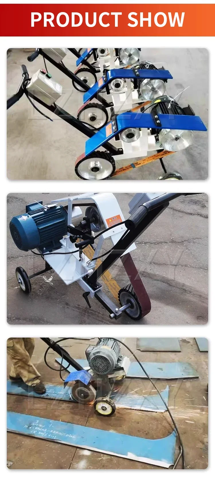 Hand-pushed belt sander Steel plate welding grinder Tank body internal polishing