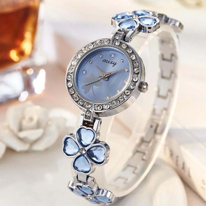 

Casual Ladies Clover Watch Student Steel Band Watch Blue Elegant Women Outdoor Quartz Watch Woman Wrist Watches Montre Femme