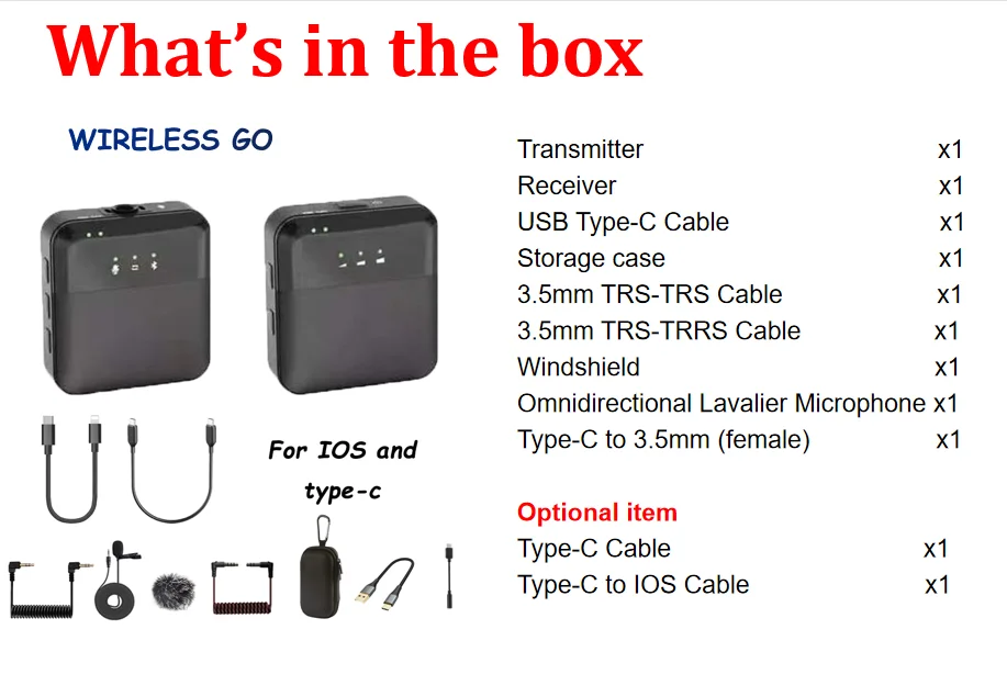 Portable Wireless Lavalier Microphone Transmitter and Receiver for Phone DSLR Camera Smartphone 2.4GHz Wireless Mic