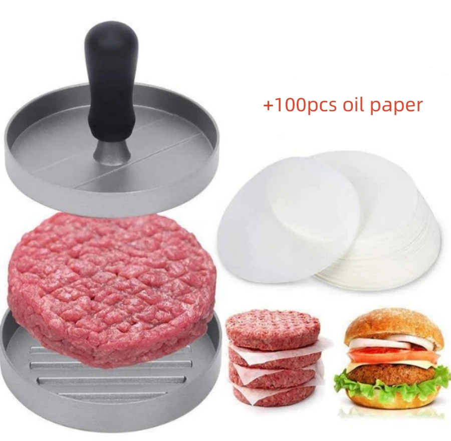 Non-Stick Hamburger Press Mold Stuffed Burger Maker for BBQ Round Patties Beef Grill Pie Mould Kitchen Tool Grilling Accessories