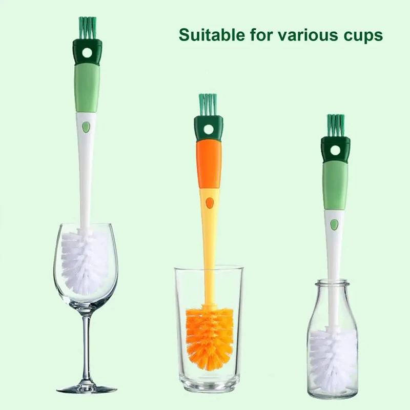 Ensemble De 4 Brosses De Nettoyage + 1 Chiffon - Pour Bouteilles, Vaisselle, Flacons - Nylon Doux