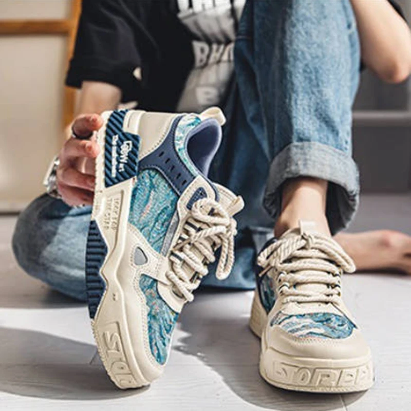 Casual Sneakers Men Outdoor Thick Soled Hiking Sneakers Anti Slip Fashion Hiking Casual Sports Comfortable Men's Shoes