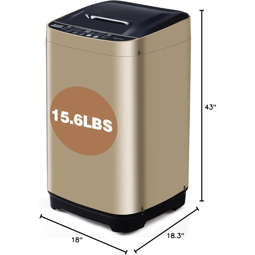 Portable Washing Machine,15.6 LBS Full-Automatic Washer and Dryer Combo, with Drain Pump,10 Wash Program & 8 Water Level 5