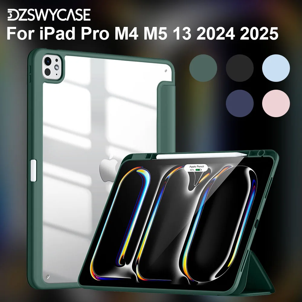 Enhanced Protective Case for 13-Inch Tablet with Pencil Holder, Shockproof TPU, Clear Back, and Auto Wake/Sleep Function