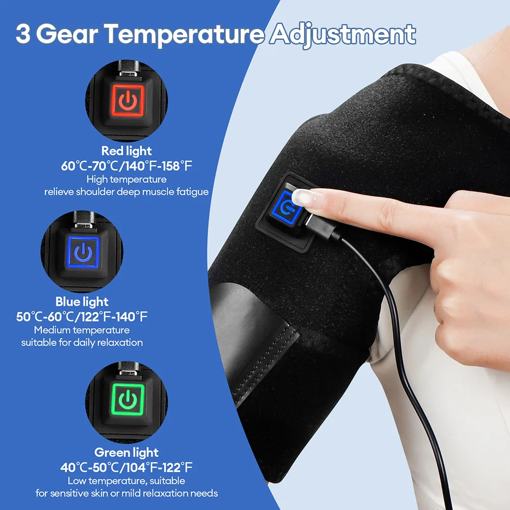 Heating Shoulder Support Belt 3 Gear Temperature Adjust Electric Shoulder Massager Arm Shoulder Fitness Brace Keep Warm