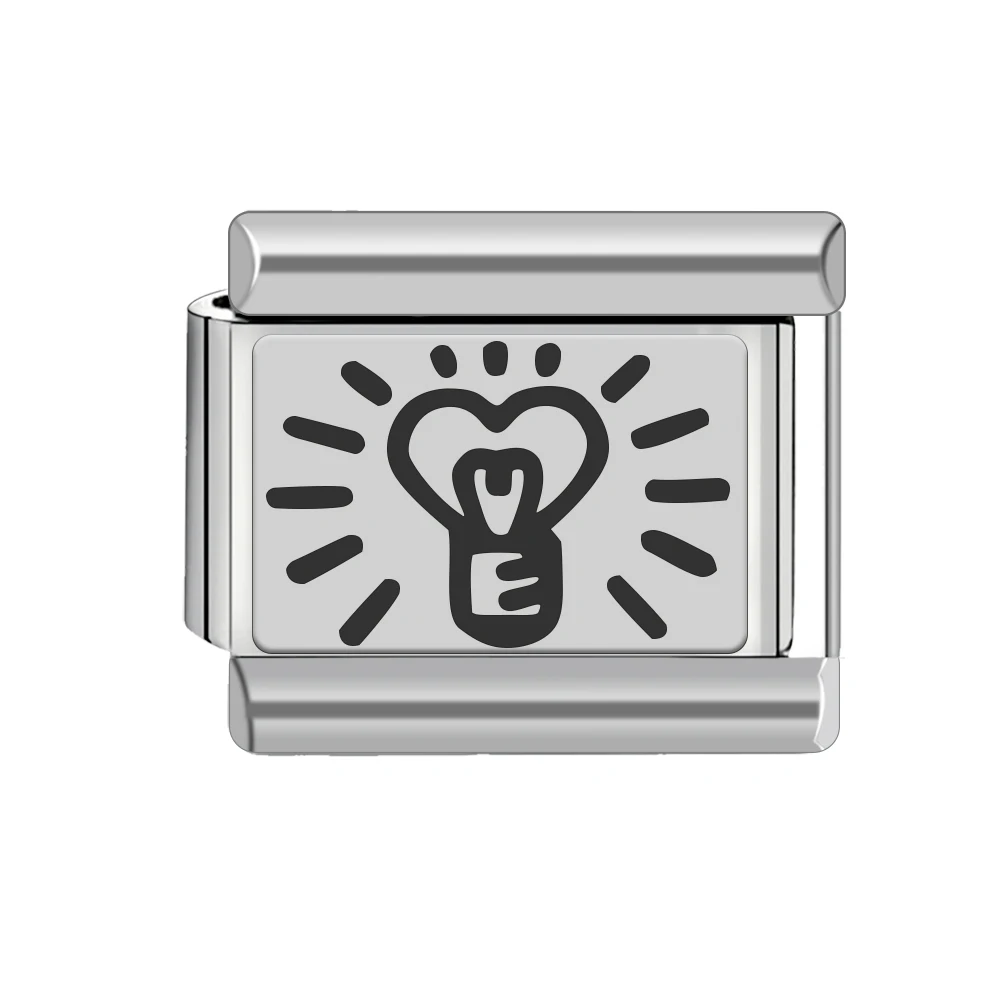 Black Series Italian Charm Stainless Steel Bracelet 9mm Diy Niece Love U Wife