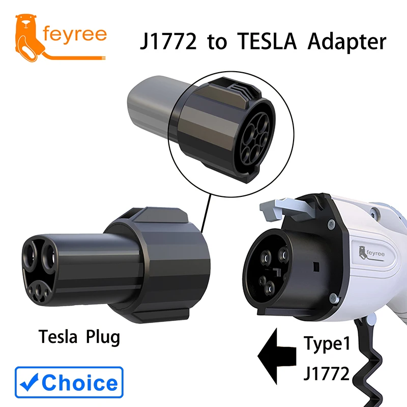 

J1772 to Tesla Charging Adapter 250V 60A from J1772 Type1 US EV Connector to Tesla Socket for Electric Car Portable Adapt