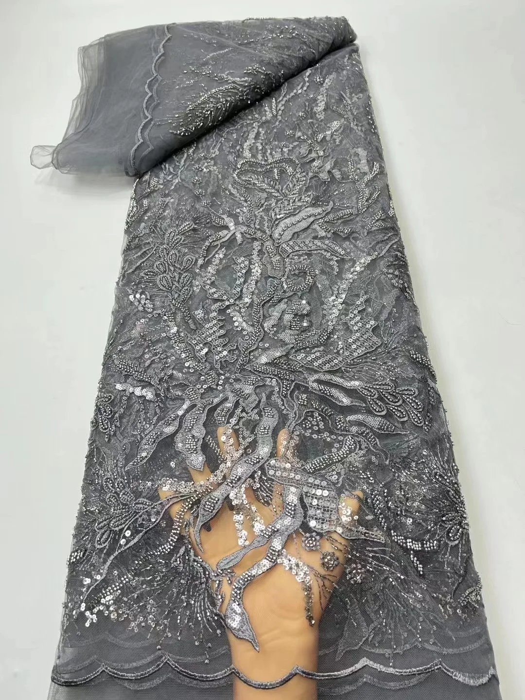 

Handmade Beaded Lace African French Lace Fabric 2023 High Quality Sequin Ghana Lace For Nigerian Lace Fabrics For Party Dress