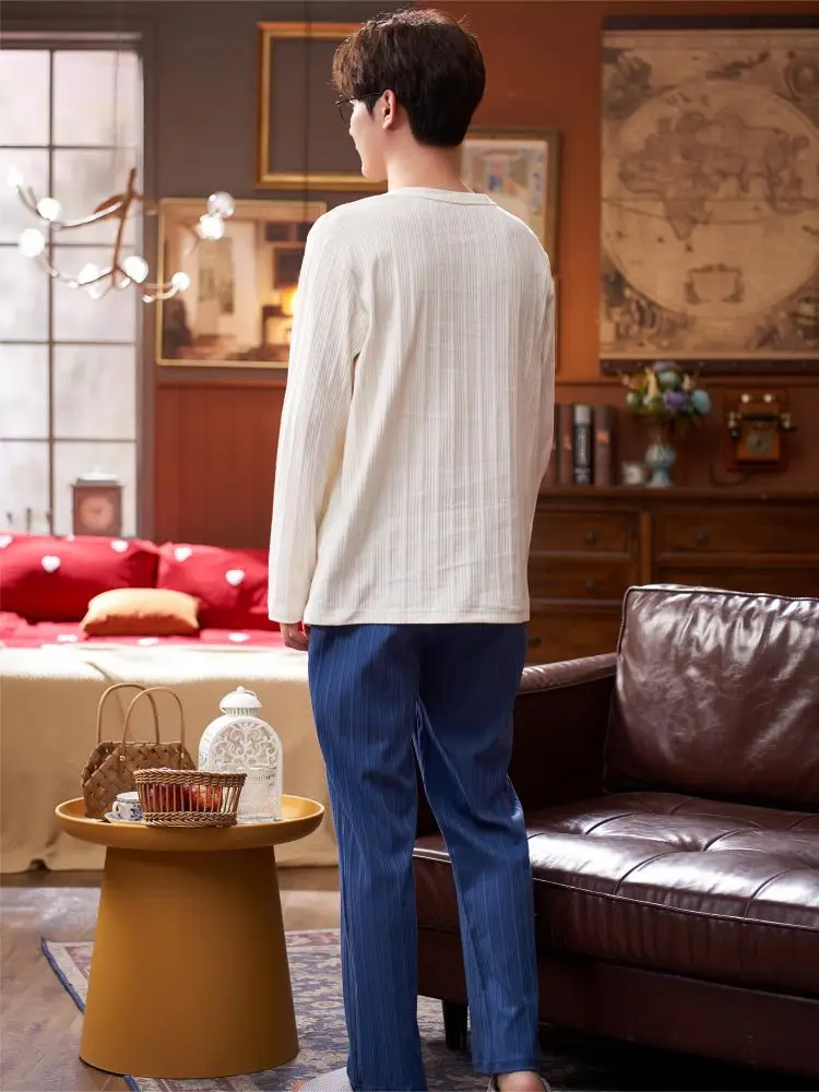 Matching Couple Pajamas Men's Cotton Silk Pajama Set Warm Korean New Two Piece Pojama Man Men Pyjamas Sleepwear Nightgown