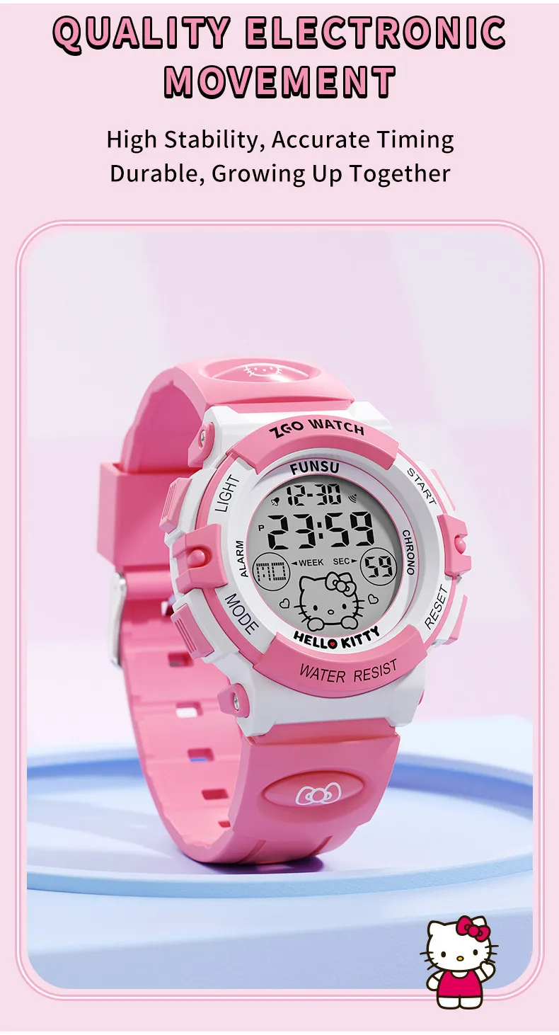 Montre Digitale Rose Hello Kitty Waterproof
