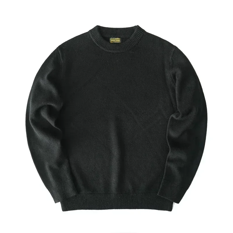 Sauce Zhan Mens Sweater Pullover Sweaters for Men O-neck Solid Color 100% Sheep's Wool Autumn Winter Sweater  High Density 5