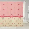 Strawberry Girl Pink Shower Curtain Bathroom Decor Fruit Summer Kids Bowknot Pattern Chic Modern Woman Polyester Bathtub Curtain 2