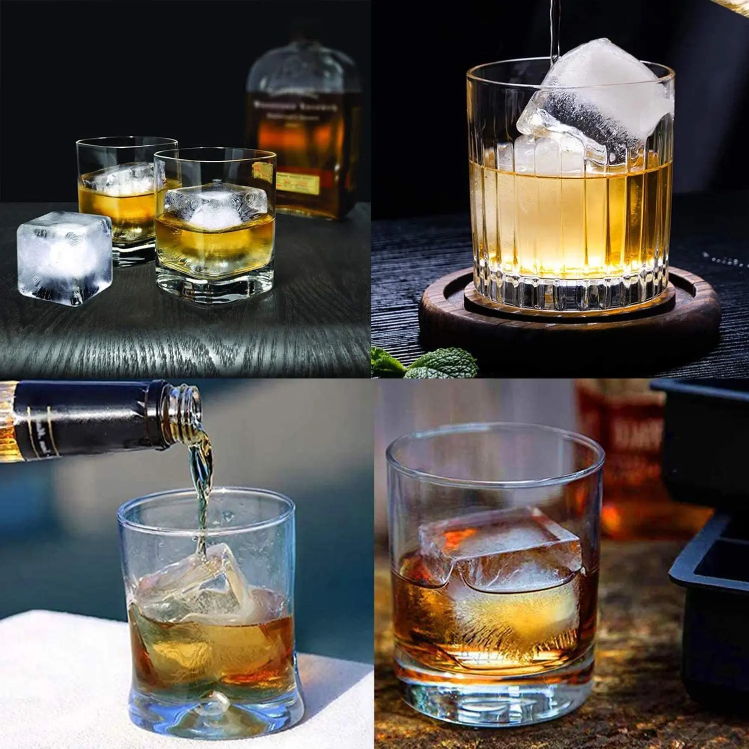 5CM Big Ice Cube Maker Trays Silicone Square Ice Mold Mould for Whiskey  Cocktail Brandy Large Cubitera Ice Tray with Lid - AliExpress