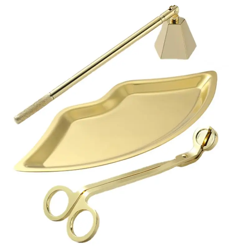

Stainless Steel Candle Snuffer Set 2 In 1 Candle Accessory Set With Storage Tray Plate Candle Wick Trimmer Candle Wick Snuffer