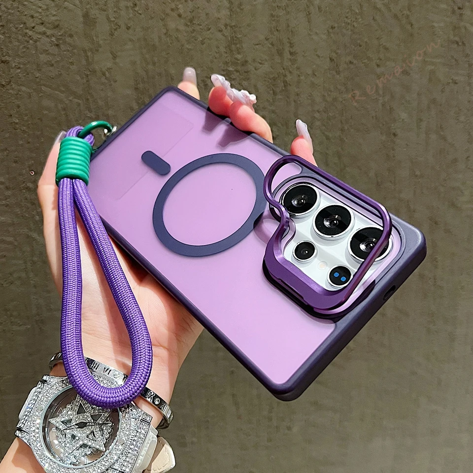 Magnetic Phone Case with Wrist Strap and Stand – Magsafe Protector Cover