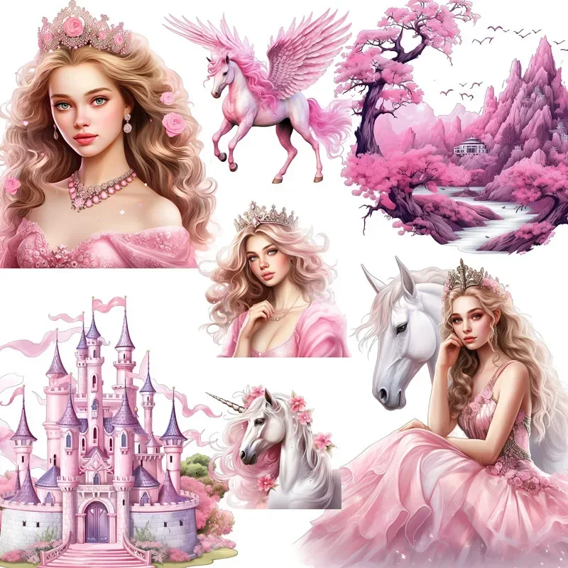 

12Pcs/Pack Pink Princess Unicorn Sticker DIY Craft Scrapbooking Album Junk Journal Decorative Stickers