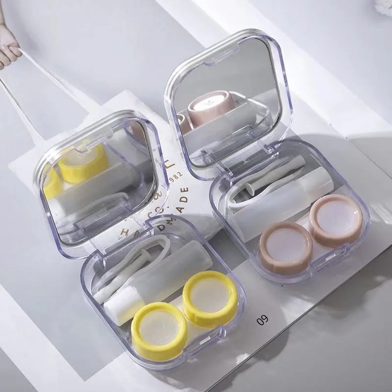 DUOXIU1set Portable Super cute mini Contact Lenses Box Lens With makeup mirror remover Color eye storage box suit ping contact lenses tools