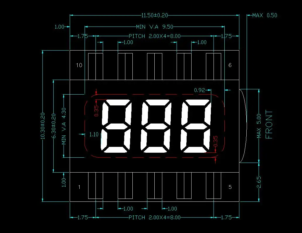 10PIN TN Positive 3-Digits Segment LCD Panel 3.0V Digital Tube Display