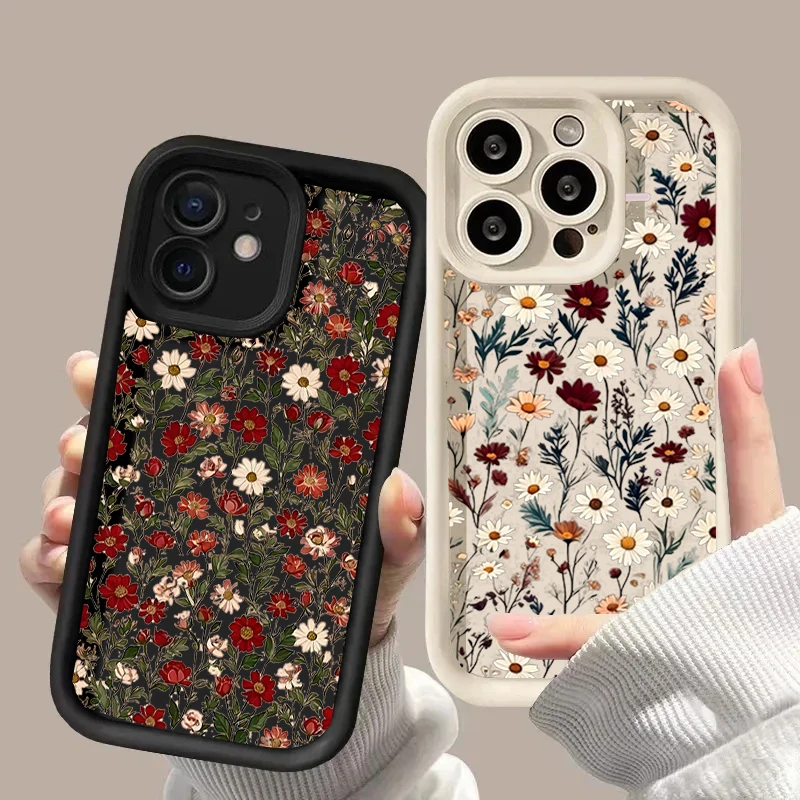Chic Cartoon Daisy Flower Matte Silicone Phone Case
