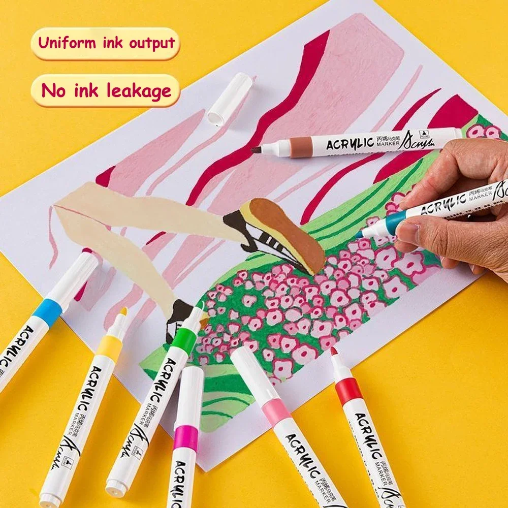 12-60 أفضل الألوان الاكريليك قلم تحديد الطلاء الكت...